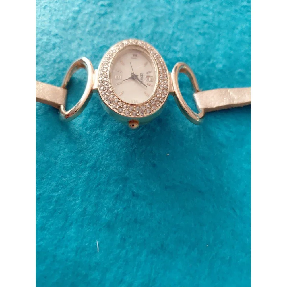 New Gold With Rhinestone Oval Geneva Watch Small Band Water Resistant